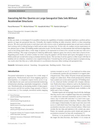 Executing Ad-Hoc Queries on Large Geospatial Data Sets Without Acceleration Structures